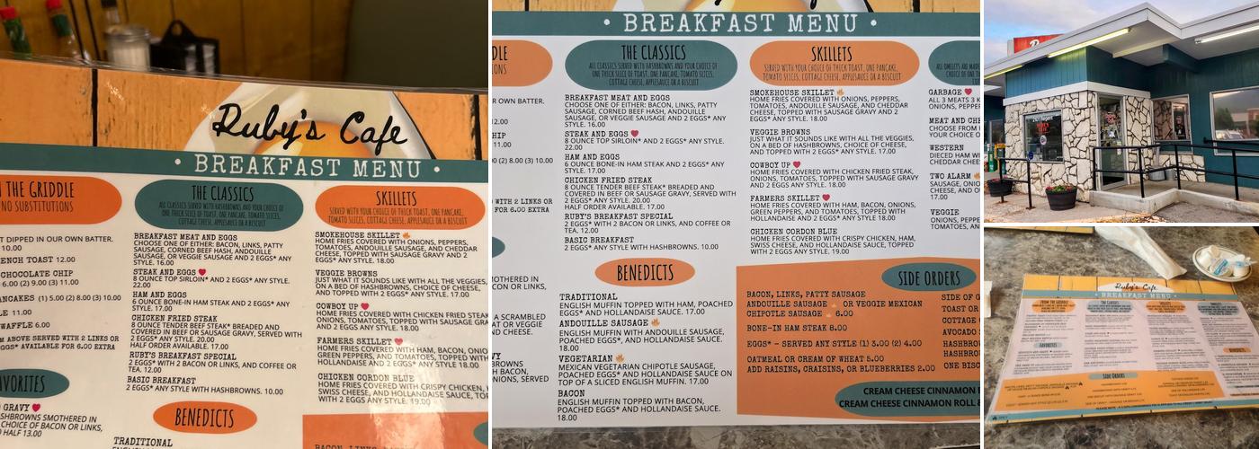 Ruby's Cafe Menu