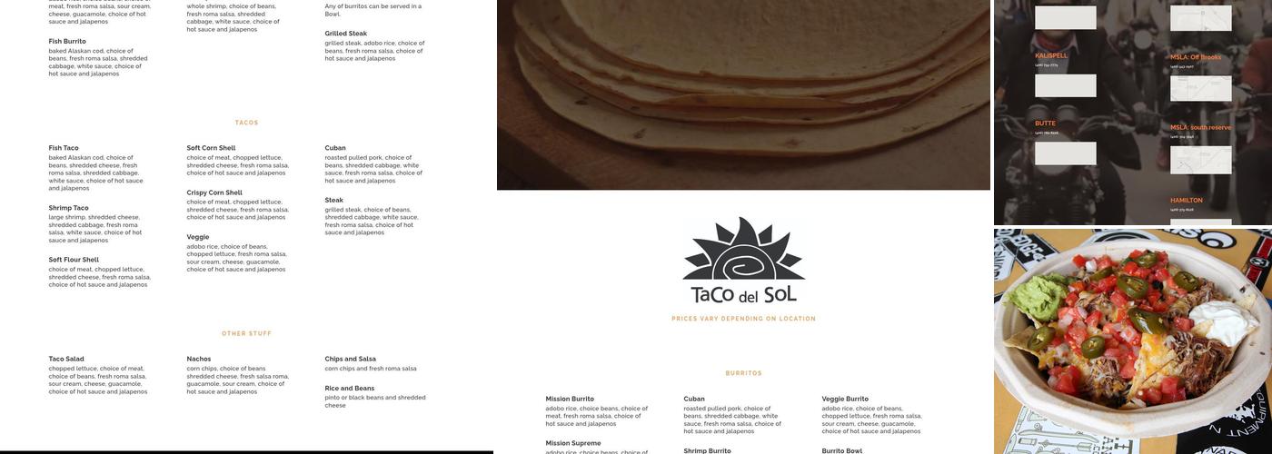 Taco Del Sol Menu