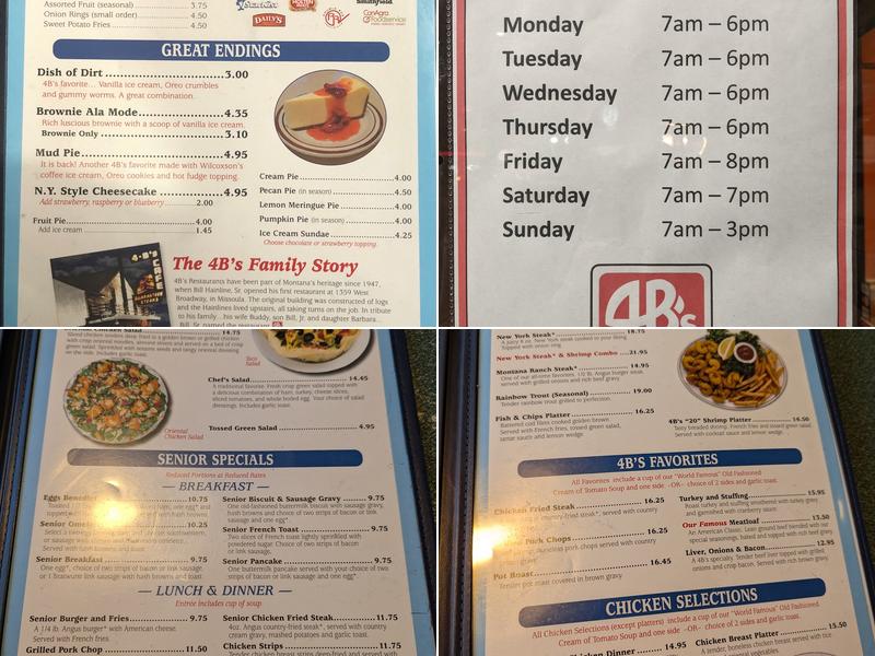 4B's Restaurant Menu