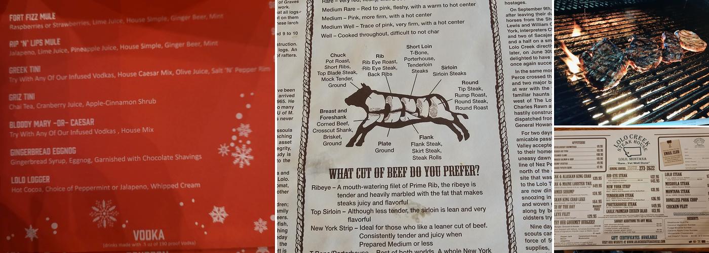 Lolo Creek Steakhouse Menu