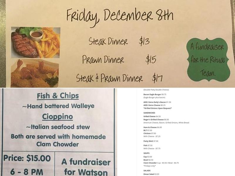 Fraternal Order of Eagles Menu