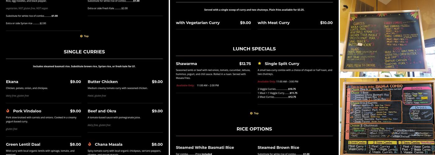 Masala Menu