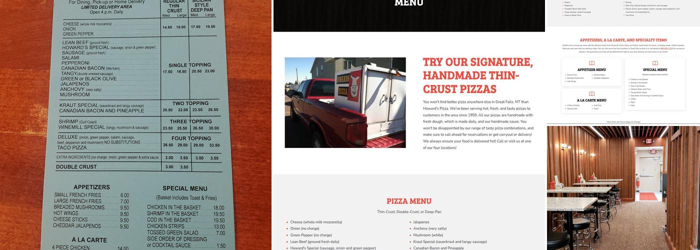 Howard's Pizza Menu