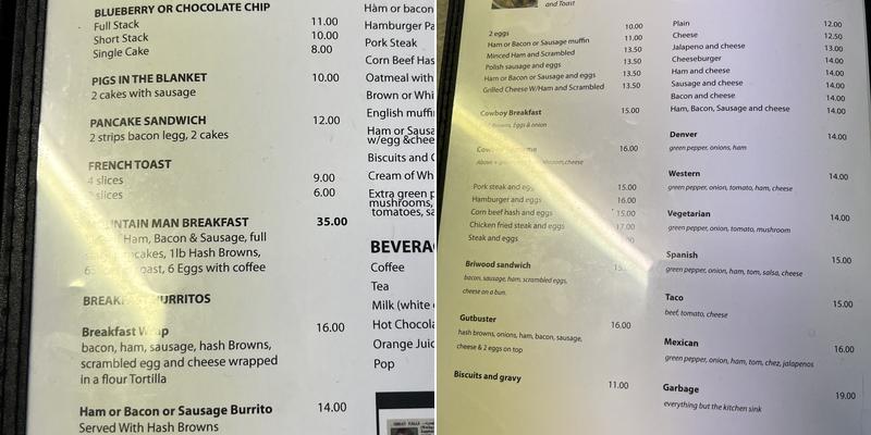 Brian's Top Notch Cafe Menu