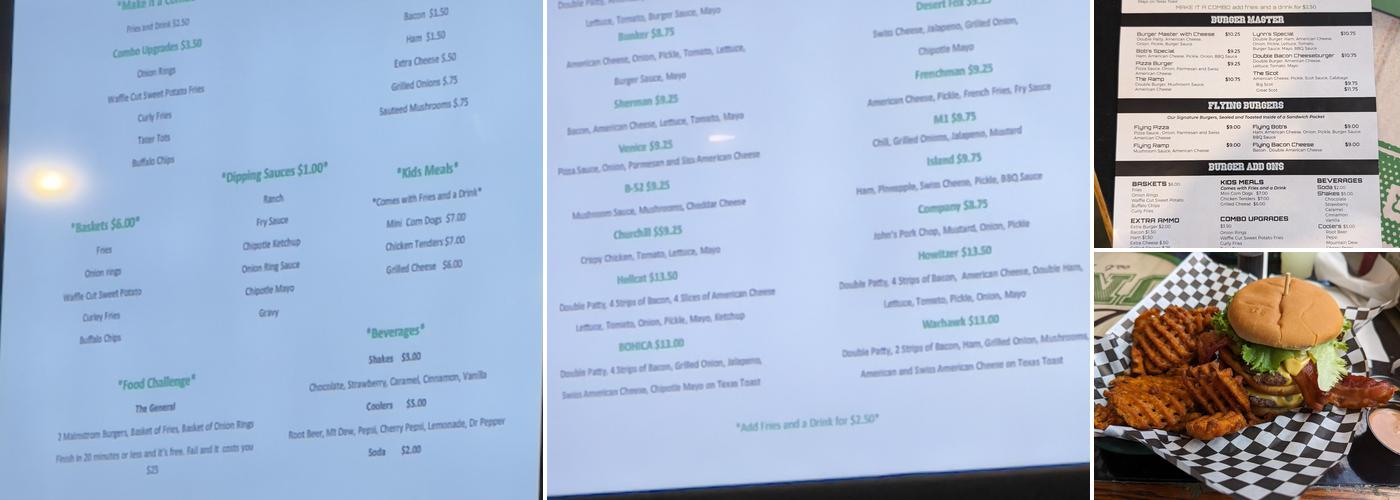 The Burger Bunker Menu