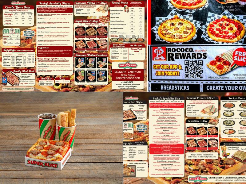 Rocky Rococo Pizza and Pasta Menu