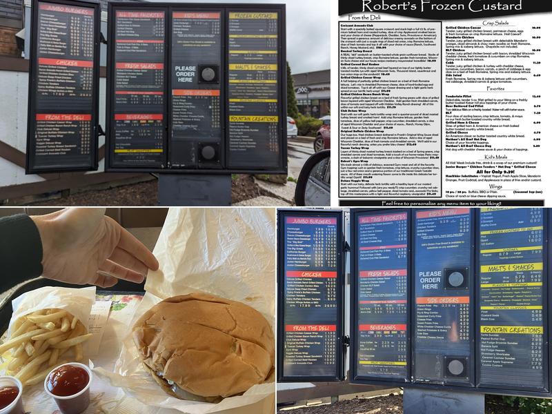 Robert's Frozen Custard Menu