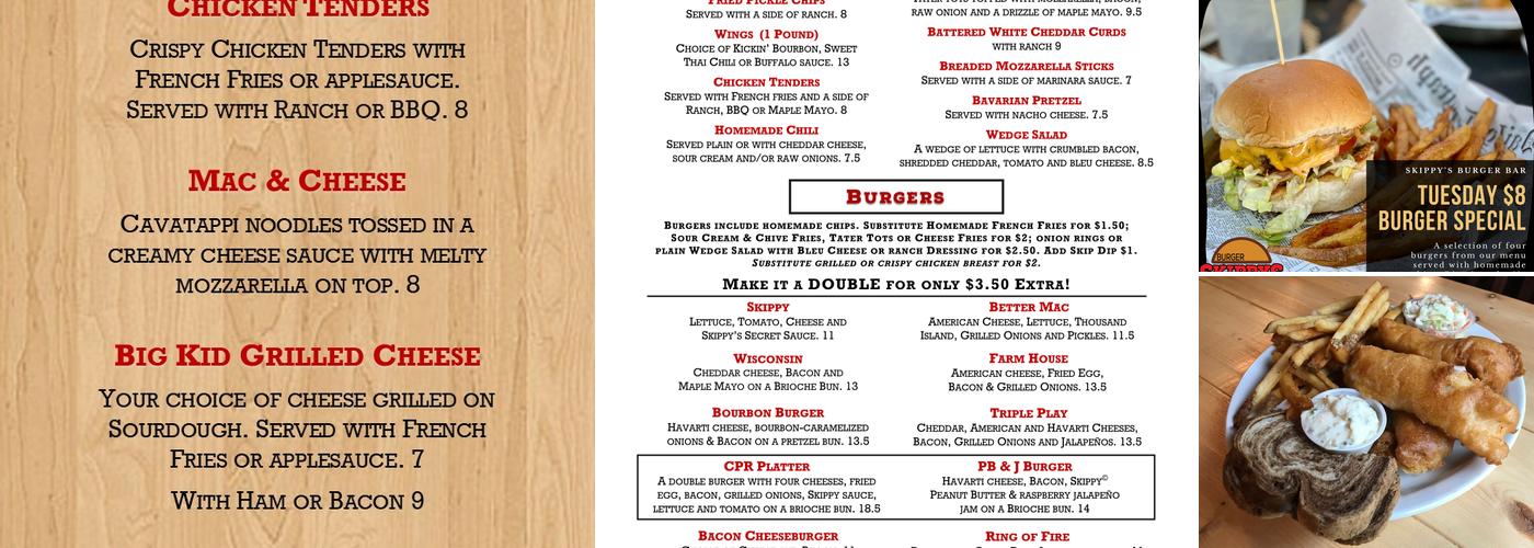 Skippy's Burger Bar Menu