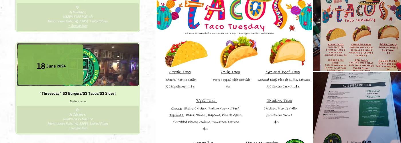 A. J. O'Brady's Irish Pub & Grill Menu