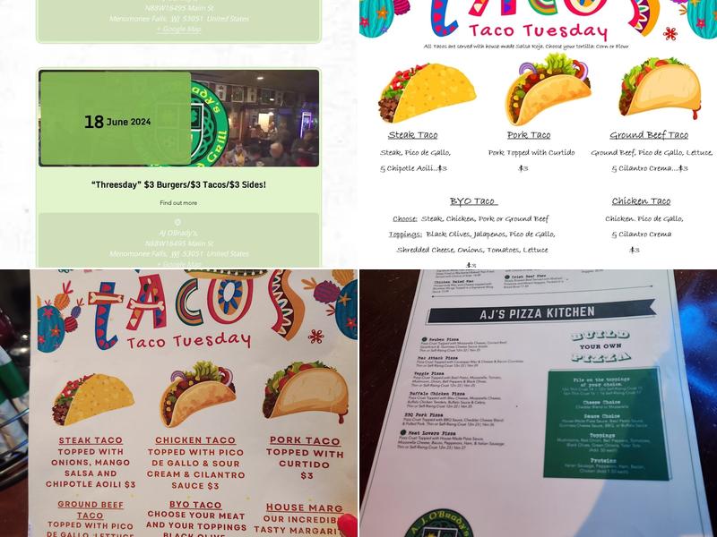 A. J. O'Brady's Irish Pub & Grill Menu