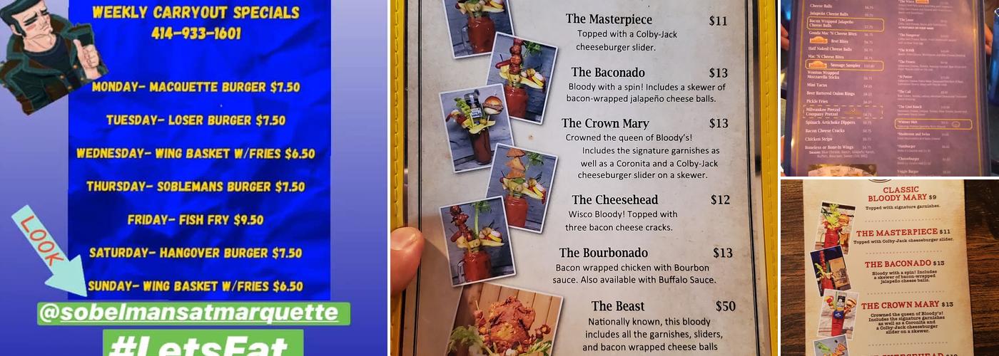 Sobelman’s @ Marquette Menu
