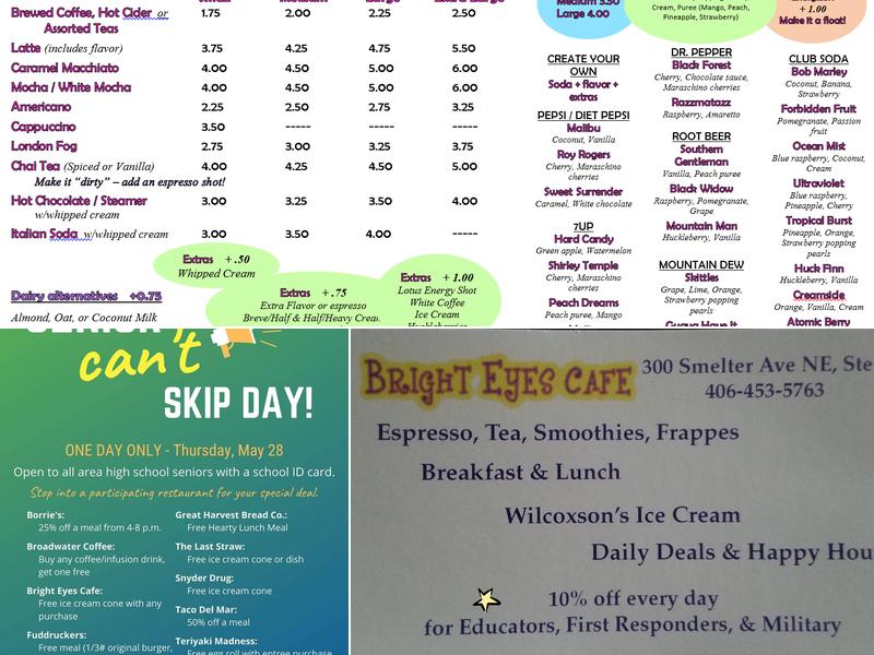 Bright Eyes Cafe Menu