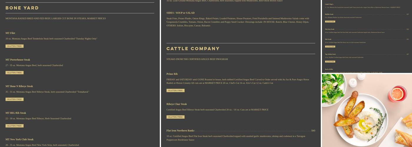 Beef N Bone Steakhouse Menu