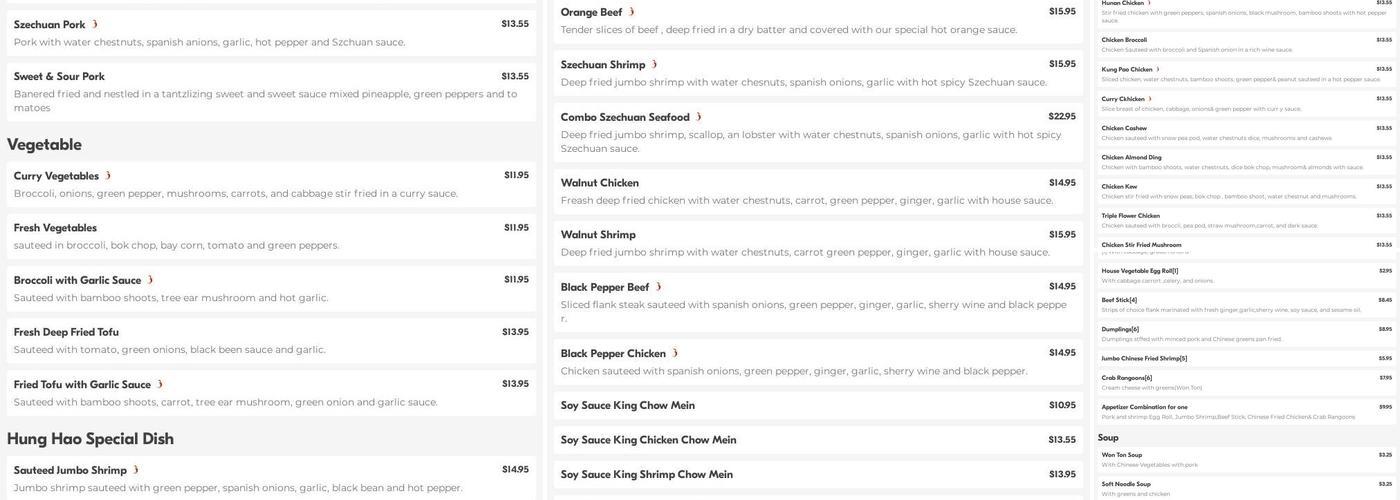Hung Hao Menu