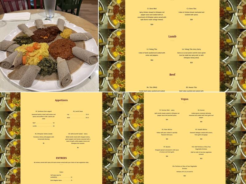 Alem Ethiopian Village Menu