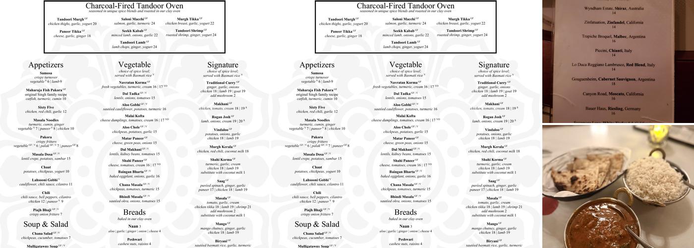 Maharaja Menu