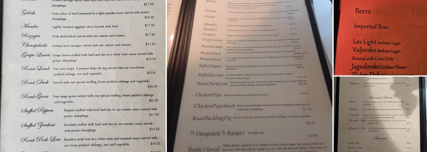 Three Brothers Menu