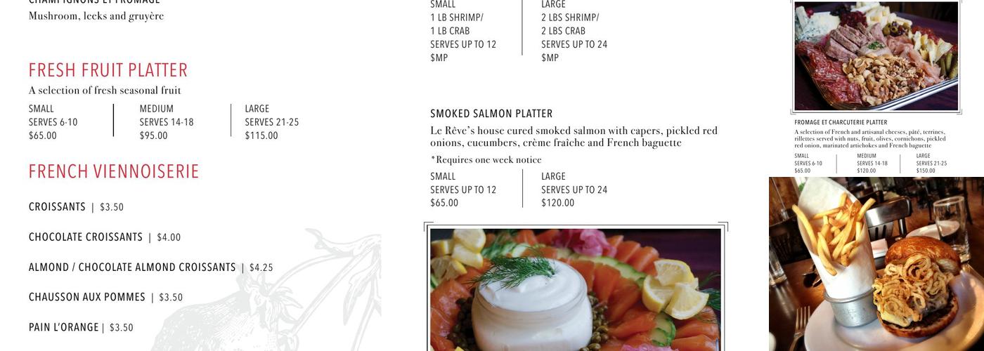 Le Reve Pâtisserie & Café Menu