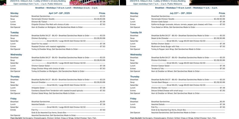 Plaza View Cafe Menu