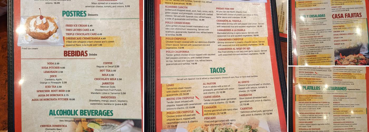 Casa Tequila Menu