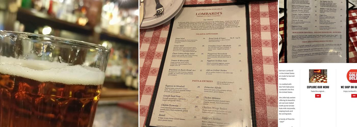 Lombardi's Pizza Menu