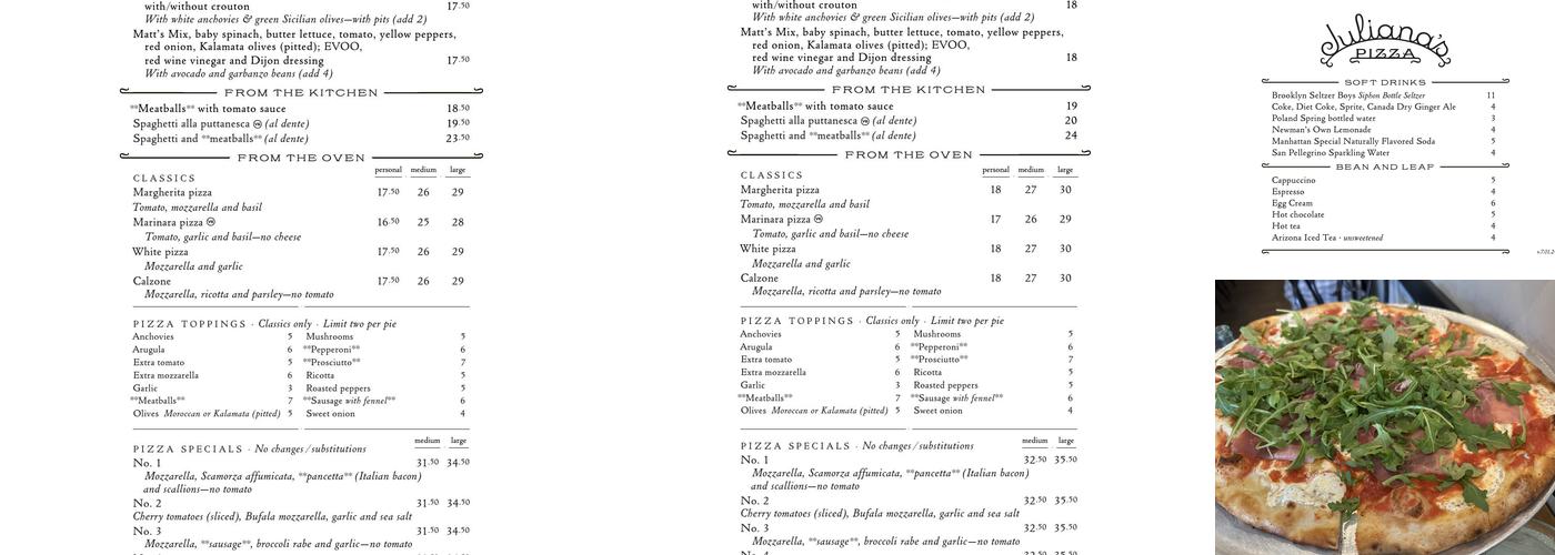 Juliana’s Menu