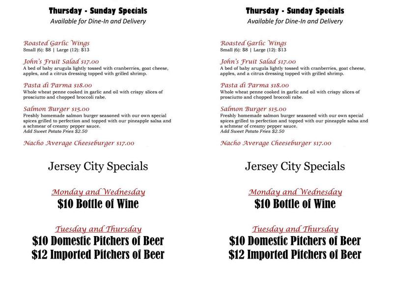 John's Pizzeria Menu