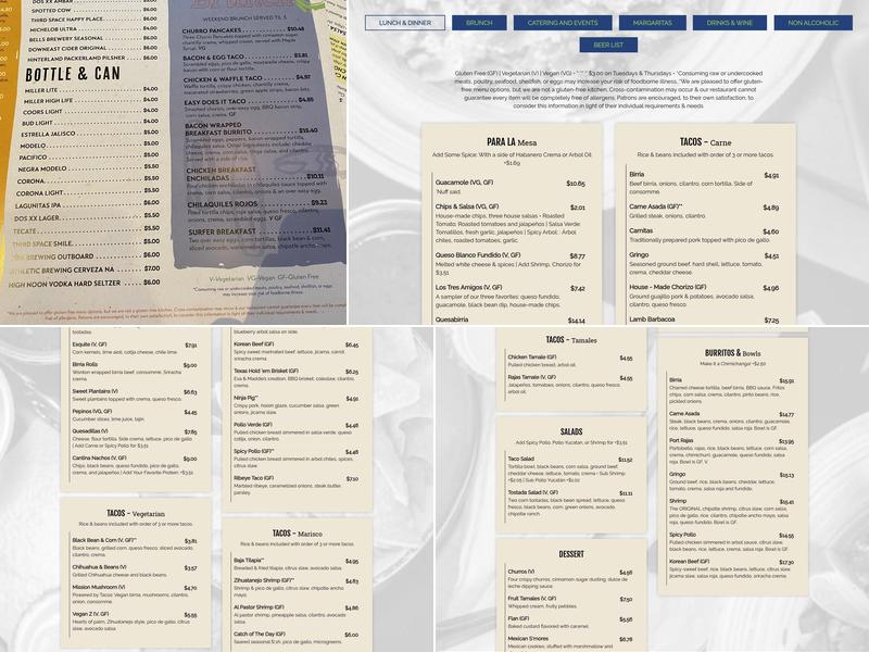 BelAir Cantina Menu