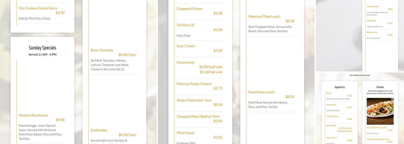 Conejitos Place Menu