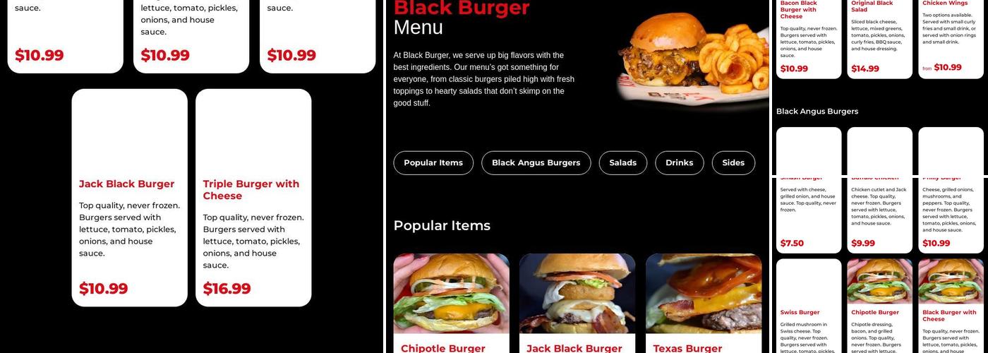 Black Burger Menu