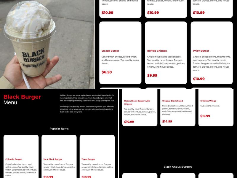 Black Burger Menu