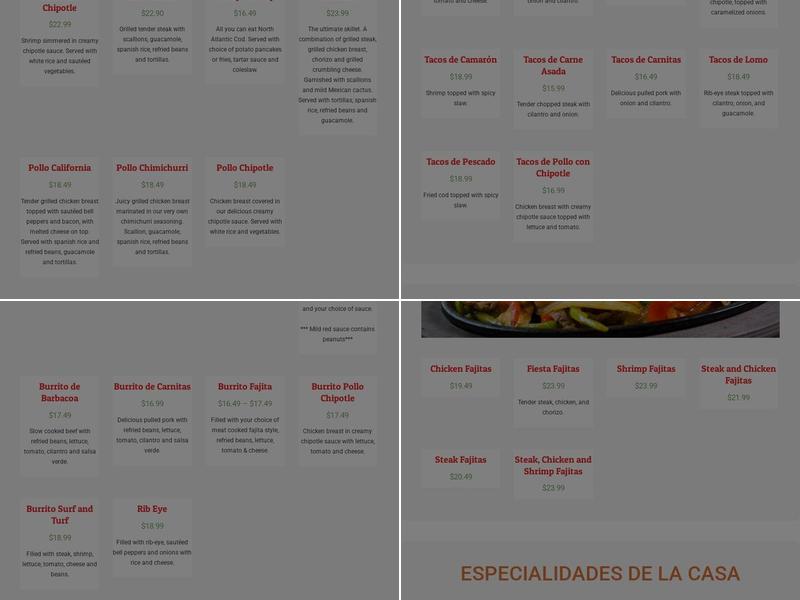 Casa Tequila Menu
