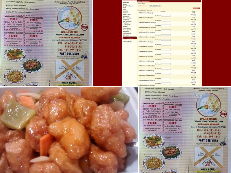 Ya Ya China Menu