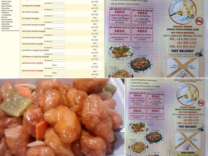 Ya Ya China Menu