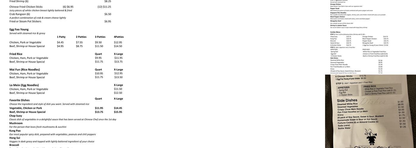 Chinese Chef Menu