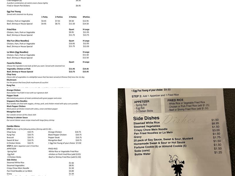Chinese Chef Menu