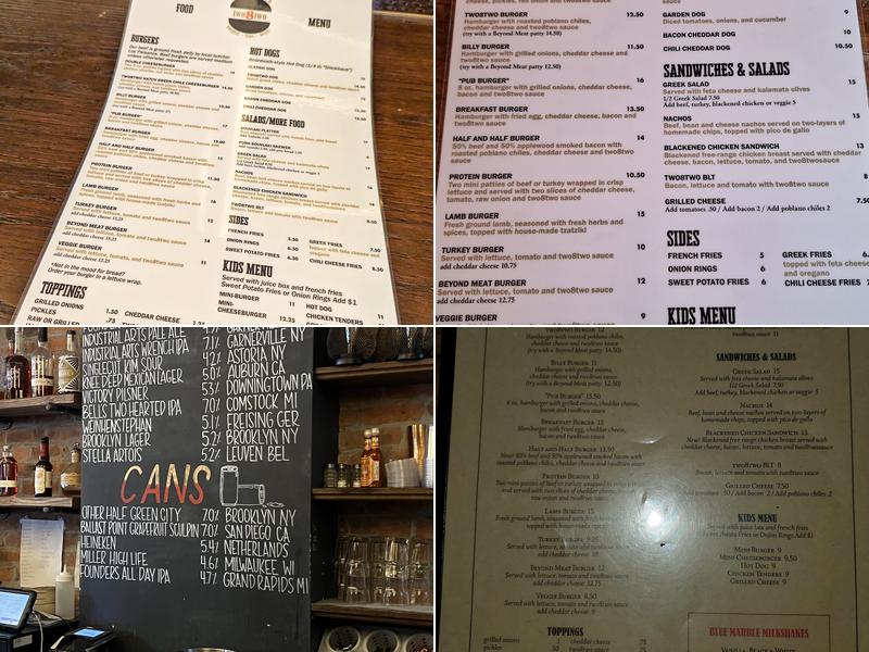 two8two Bar & Burger Menu