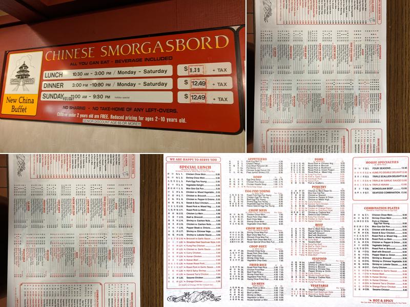 New China Buffet Menu