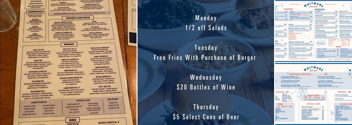 Whitmans Menu