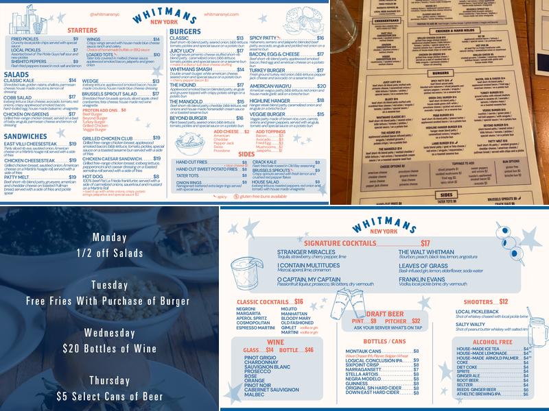 Whitmans Menu