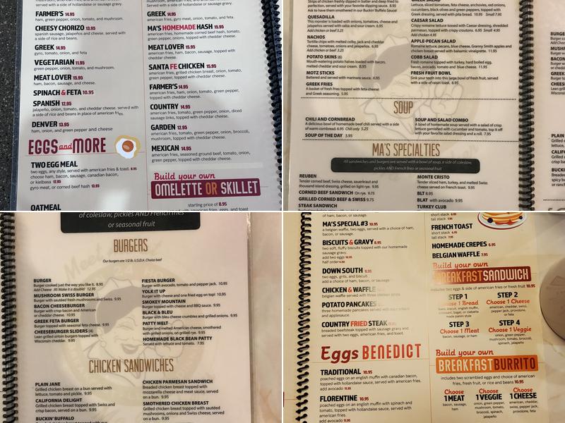 Ma Fischer's Menu