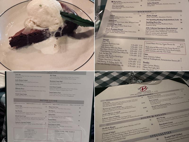 Mr. B's of Brookfield | A Bartolotta Steakhouse Menu