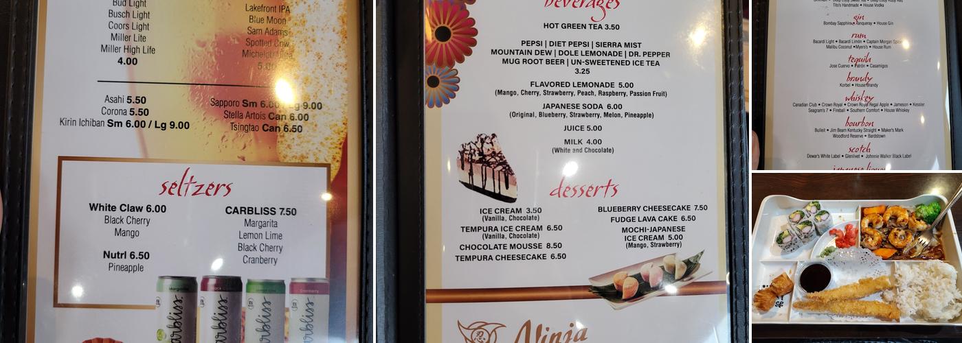 Ninja Japanese Steakhouse Menu