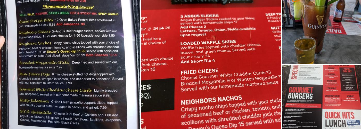 The Neighbors Bar & Grille Menu