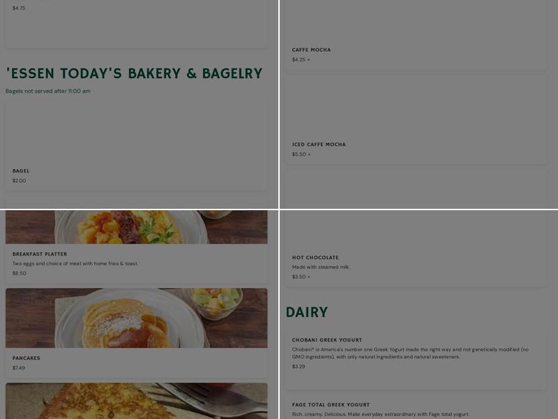 'Essen Menu