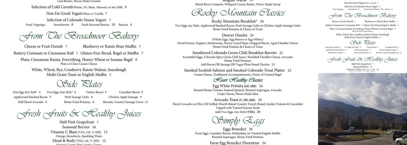 Lake Terrace Dining Room Menu