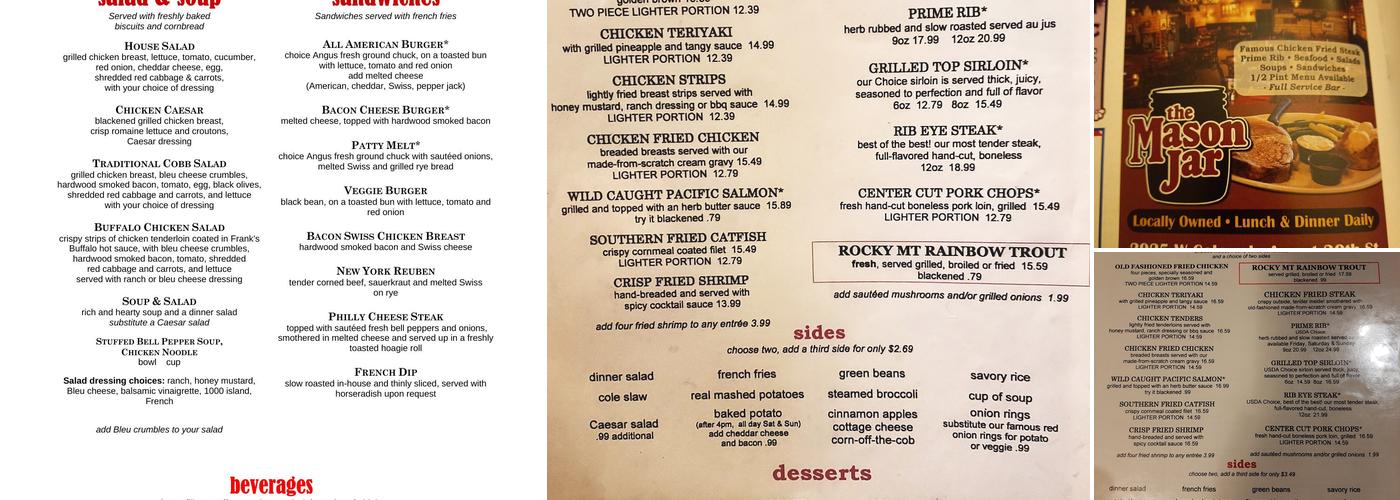 Mason Jar Menu