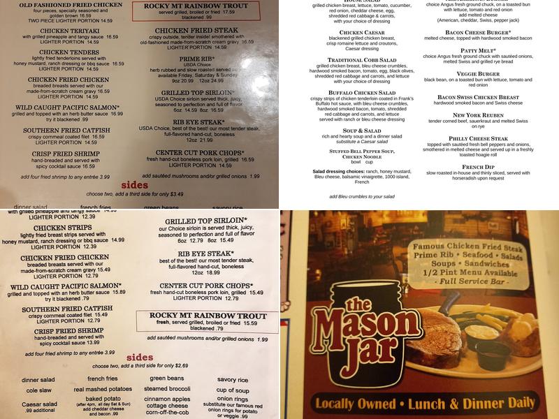 Mason Jar Menu