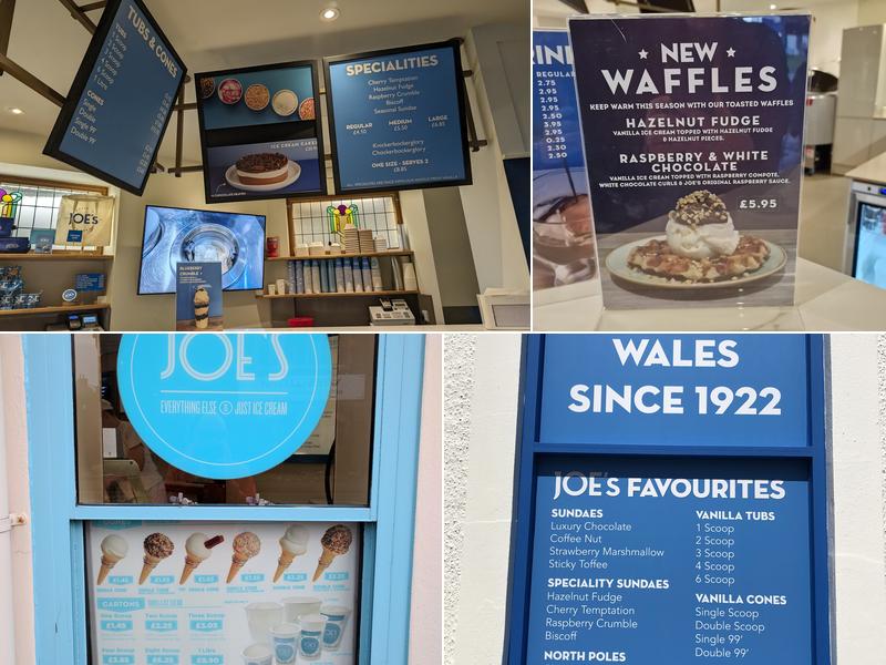 Joe's Ice Cream Parlour Menu