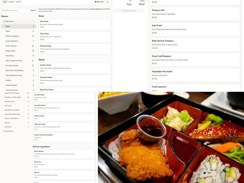 Sakura Sushi and Grill Menu